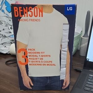 Benson Size L Men's White Modal T-Shirt 3 Pack
